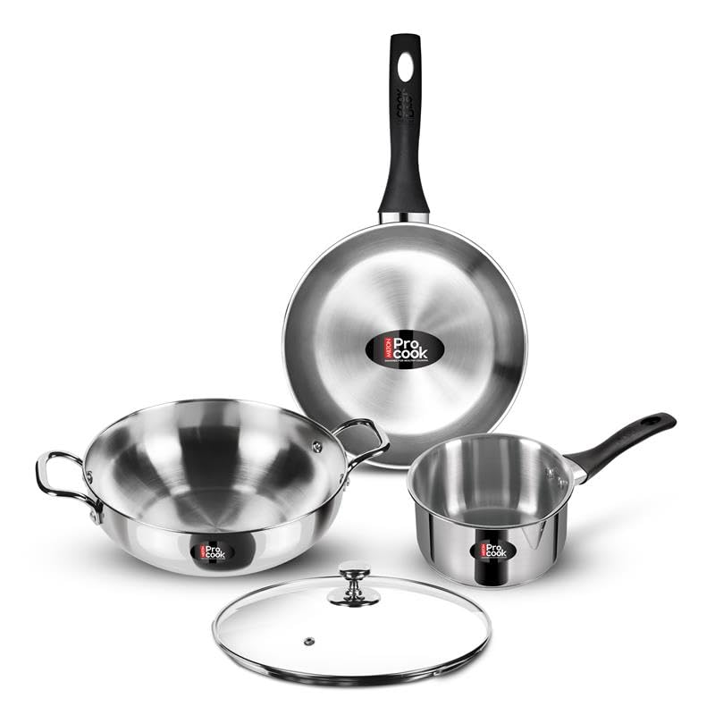 Stainless Steel Sandwich Bottom Induction 4 pcs Kitchen Set (Procook By Milton)