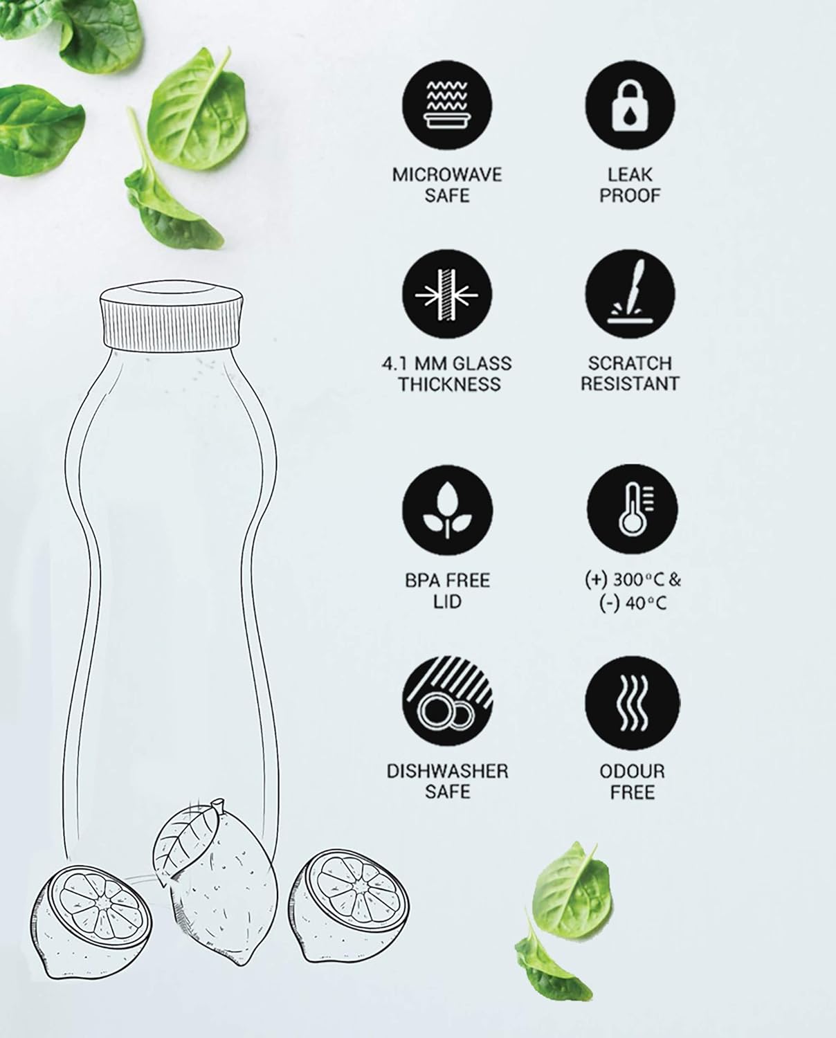 Borosilicate Eazy Grip Glass Bottle (Treo by Milton)