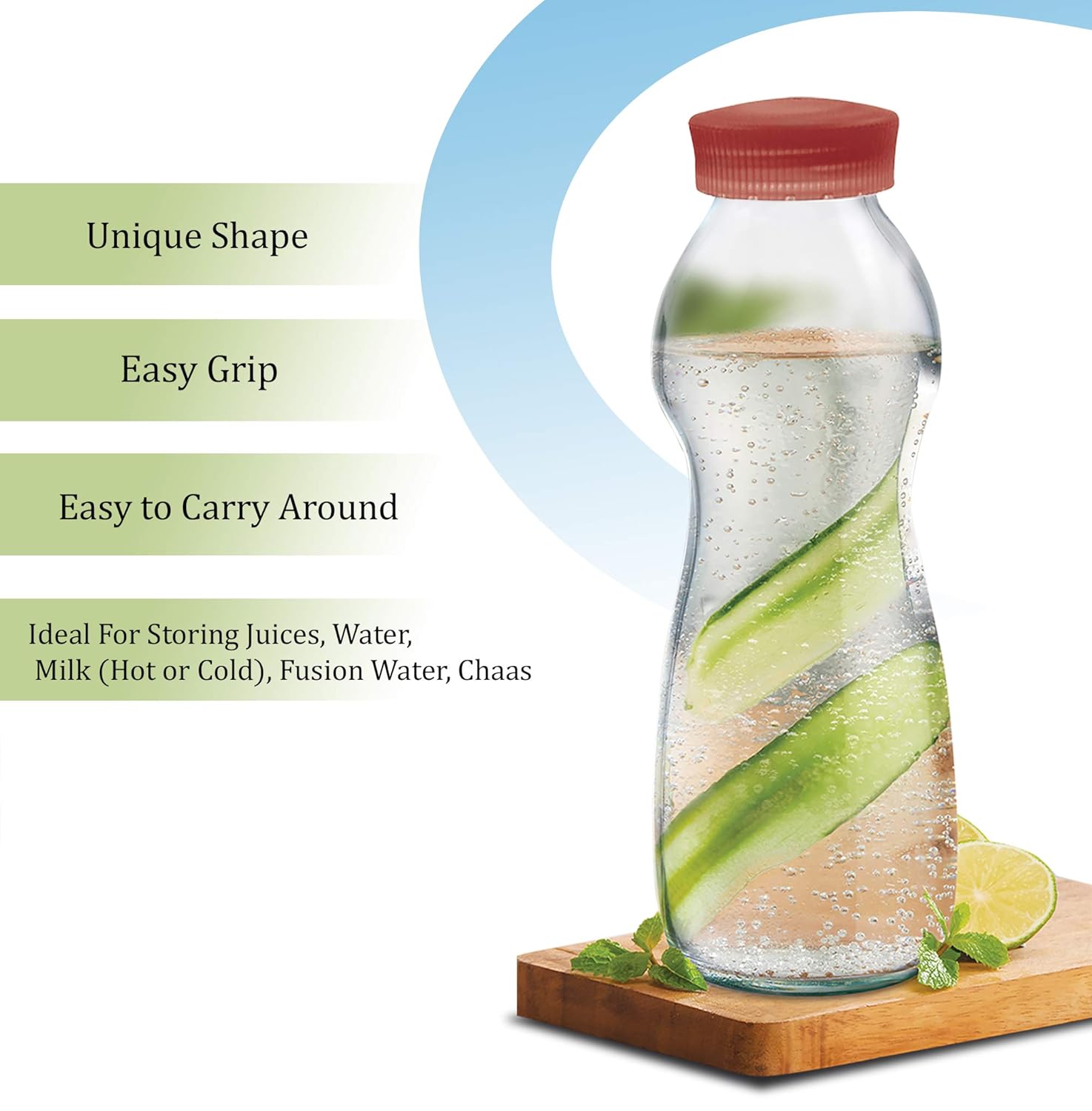 Borosilicate Eazy Grip Glass Bottle (Treo by Milton)