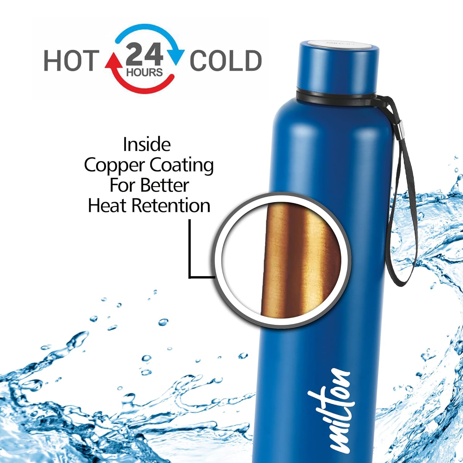 Dark Blue Surfing 3D UV Printed Aura Thermosteel Bottle (Milton)