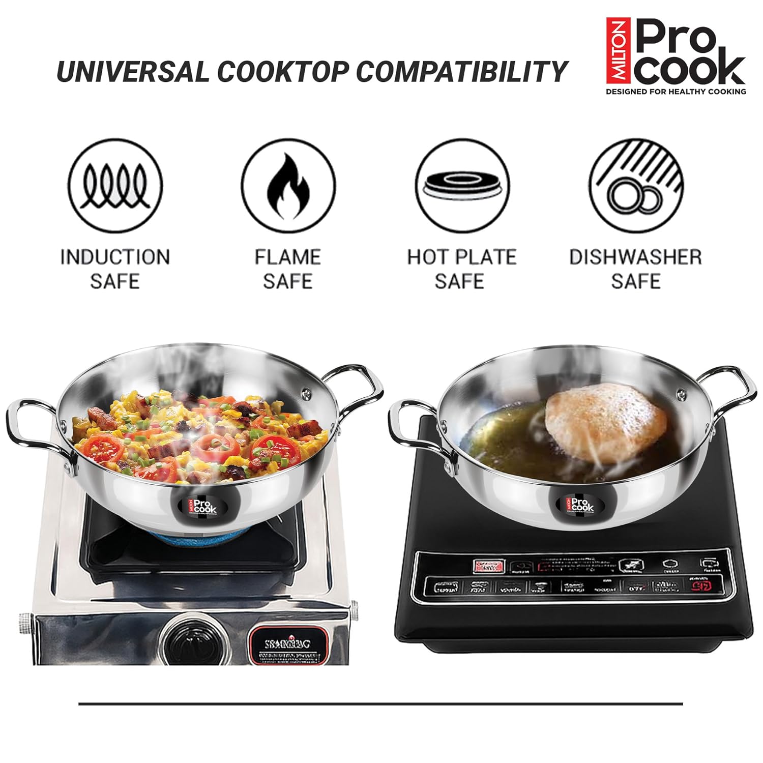 Stainless Steel Sandwich Bottom Induction 4 pcs Kitchen Set (Procook By Milton)