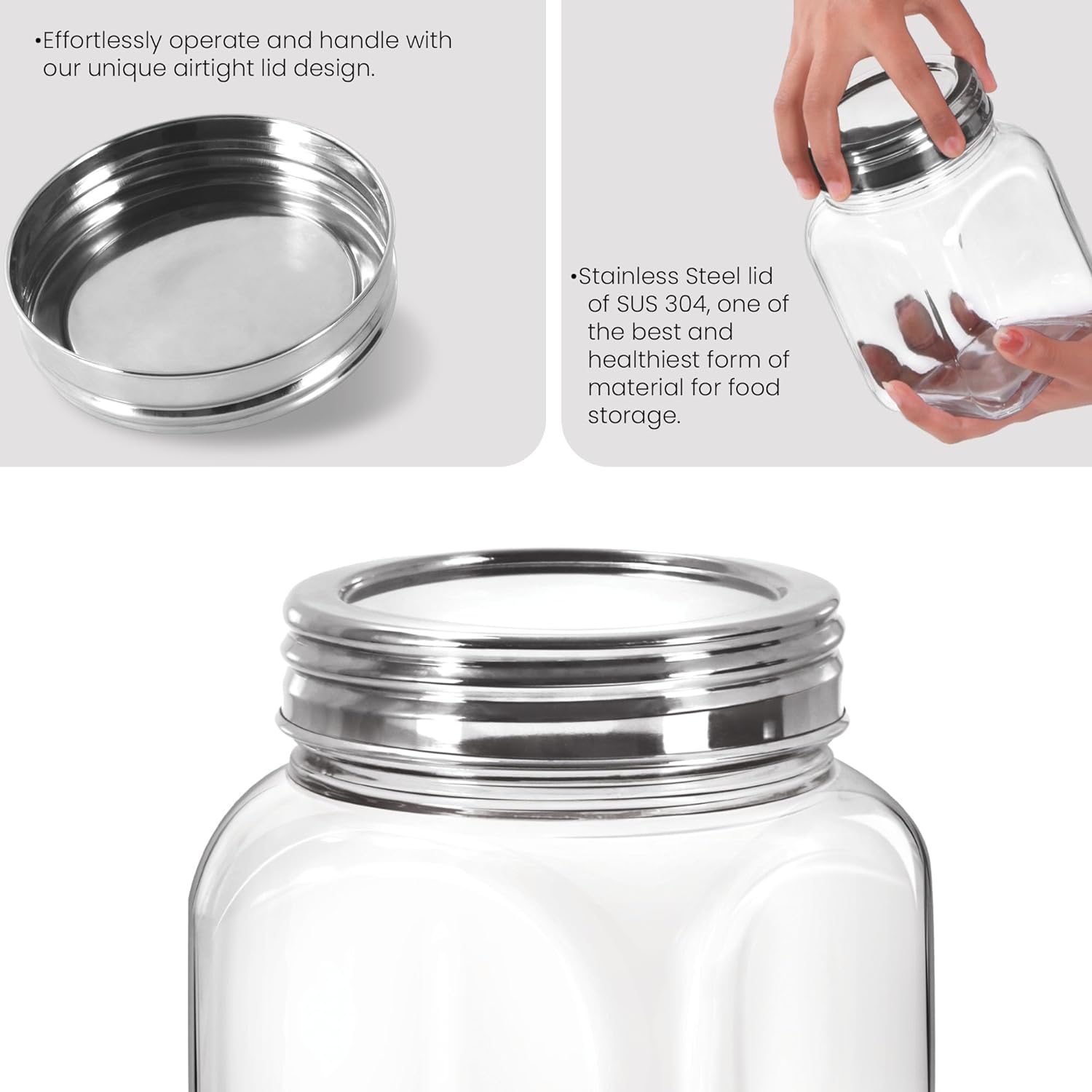 Square Jar With SS 304 Lid (Treo by Milton)