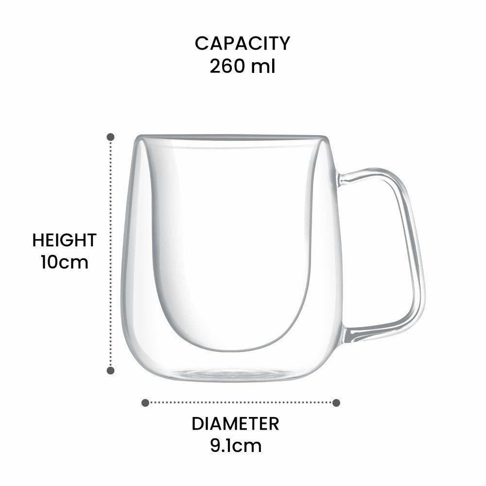Double Wall Tea/Coffee Glass Mug (Treo by Milton)