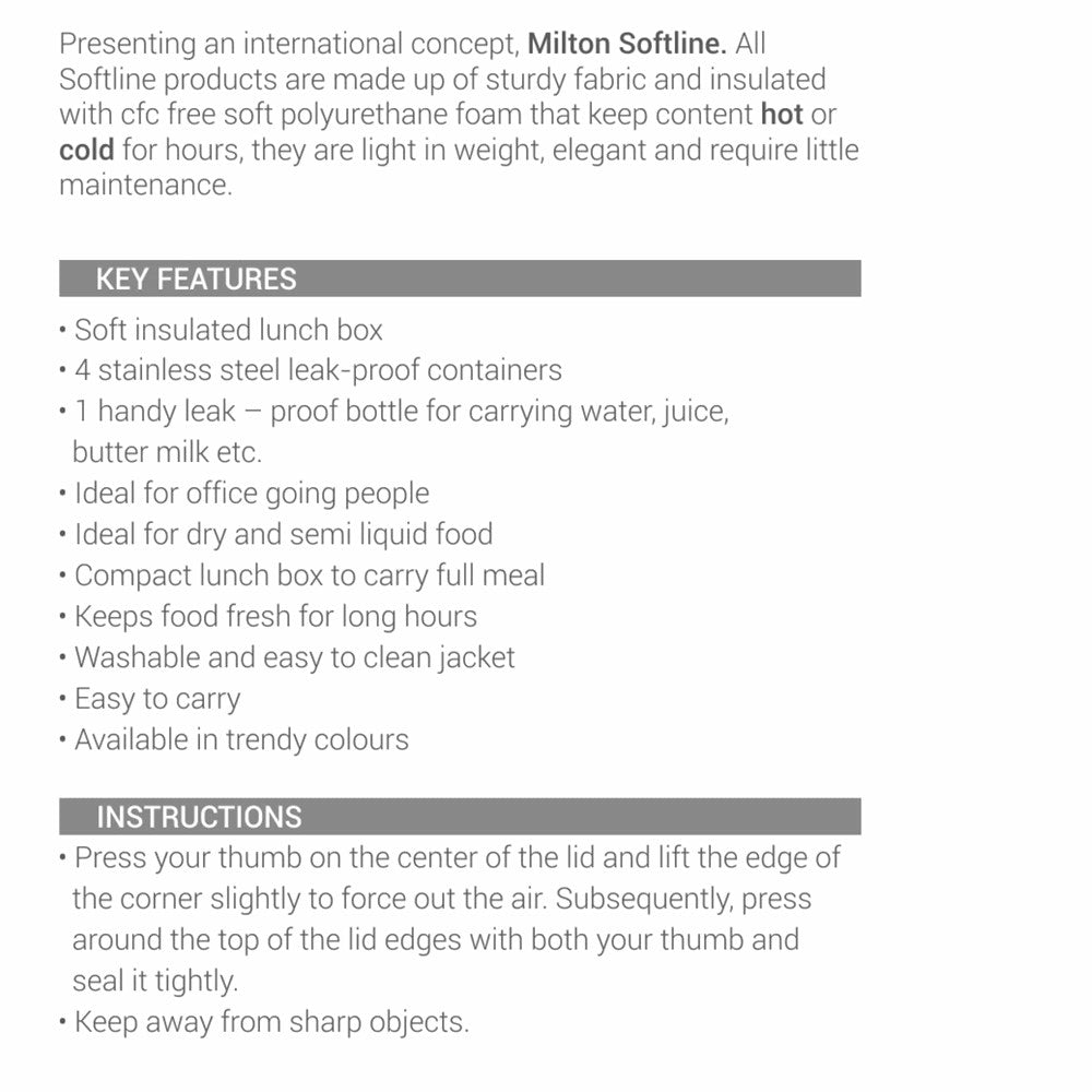 Milton Tasty Lunch Combo Steel Lunch Box Features