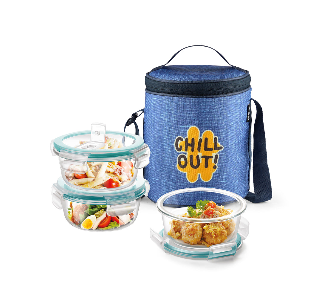 "Chillout" - Glass Tiffin with Printed Jacket