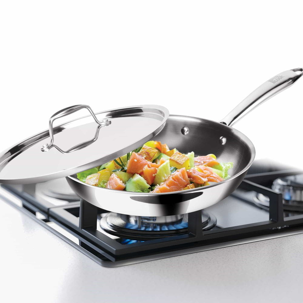 Triply Stainless Steel Fry Pan With Lid