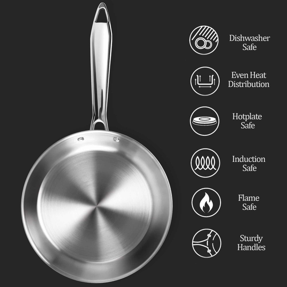 Triply Stainless Steel Fry Pan With Lid (Milton Procook)
