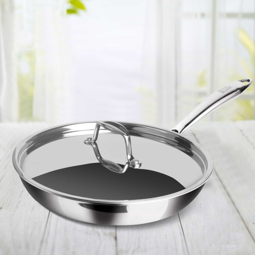Triply Stainless Steel Fry Pan With Lid (Milton Procook)