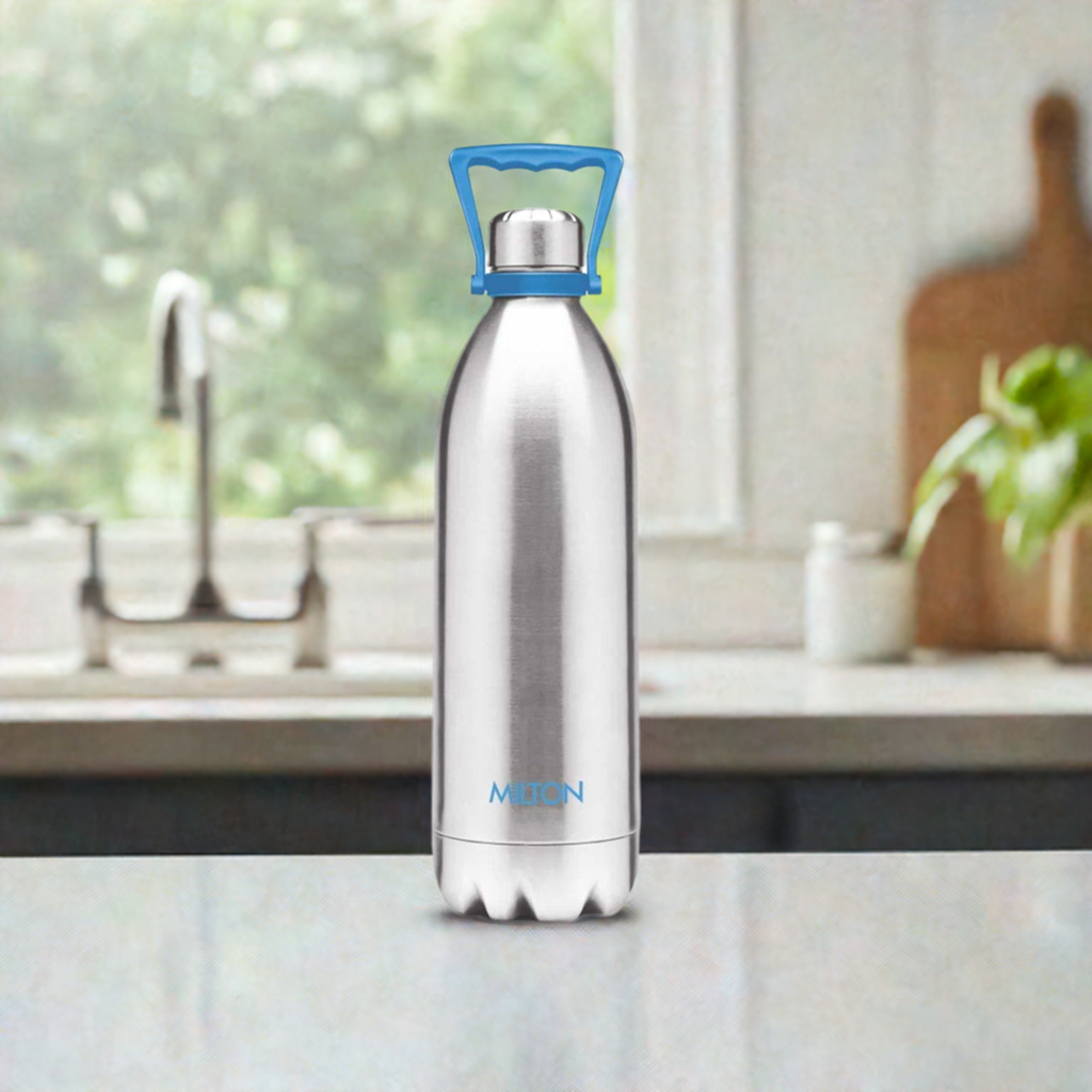 Buy Duo Thermosteel Bottle 2L, with Handle, Silver Milton