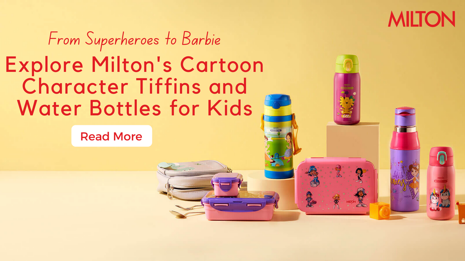 From Superheroes to Barbie: Explore Milton's Cartoon Character Tiffins and Water Bottles for Kids