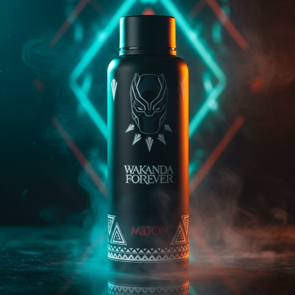Black Panther Wakanda Forever 3D Print Thermosteel Bottle (Milton)