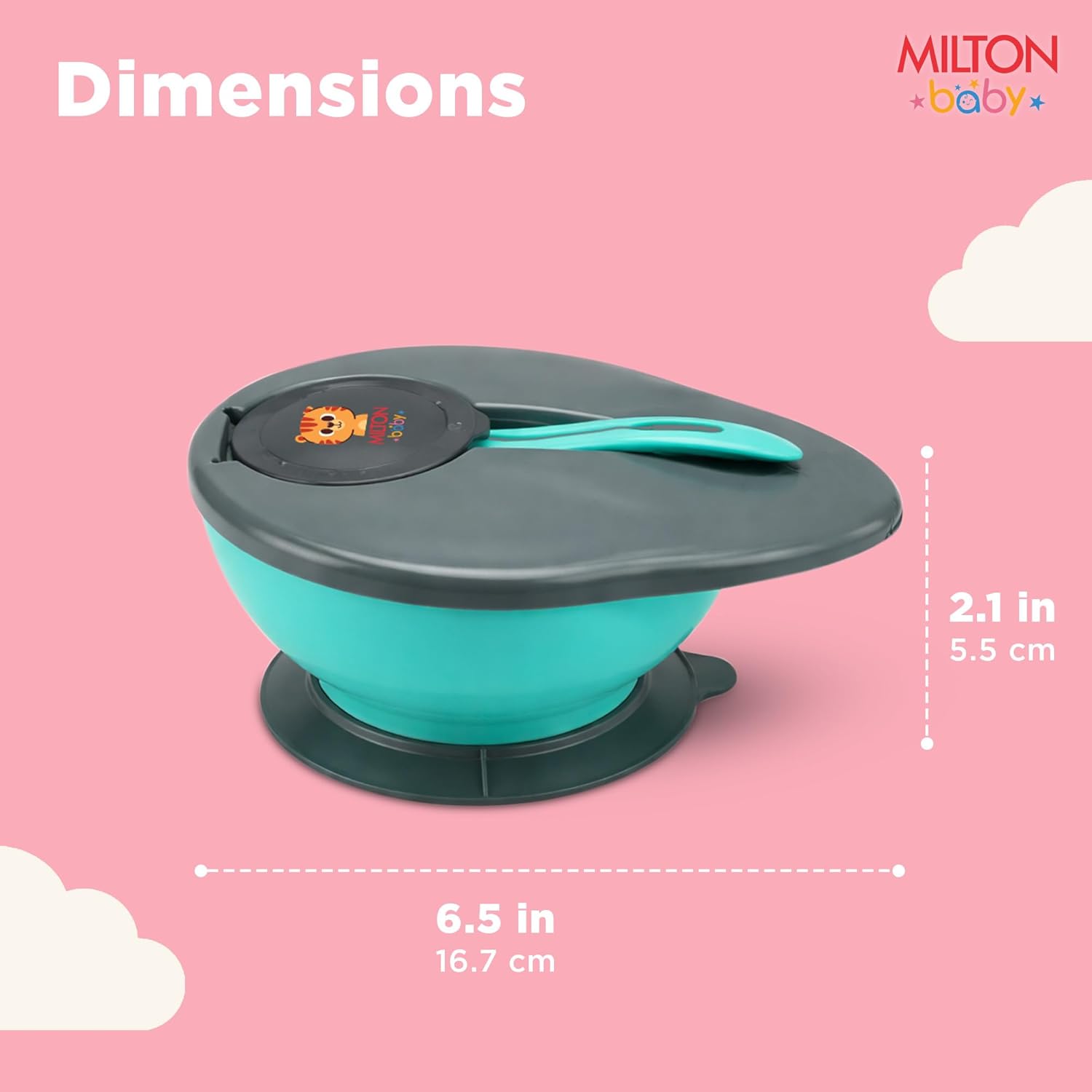 Suction Bowl With Lid Spoon For Baby (Milton)