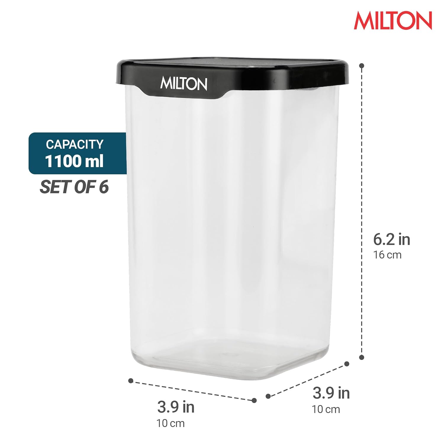 Square Containers for Kitchen Storage - Set of 6 (Milton)