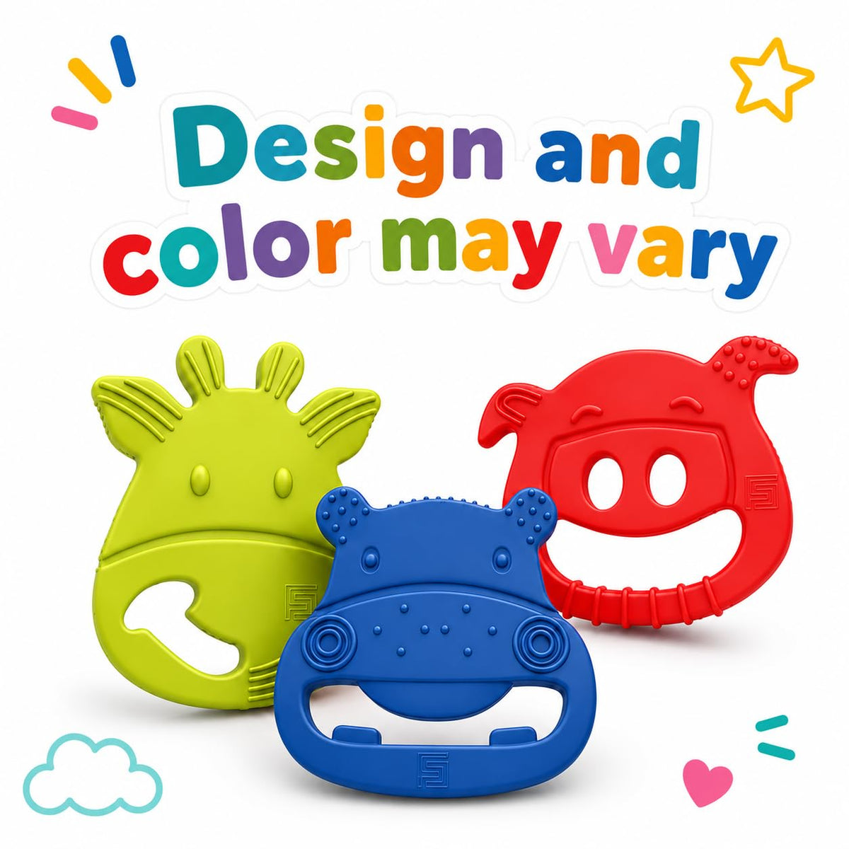 Animal Shape Silicon Teether for Baby (Milton) - Pack of 3