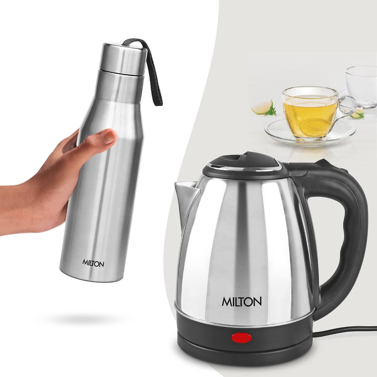 Go Electro Kettle 1.2 L + Super Bottle 750 ML Combo (Milton)