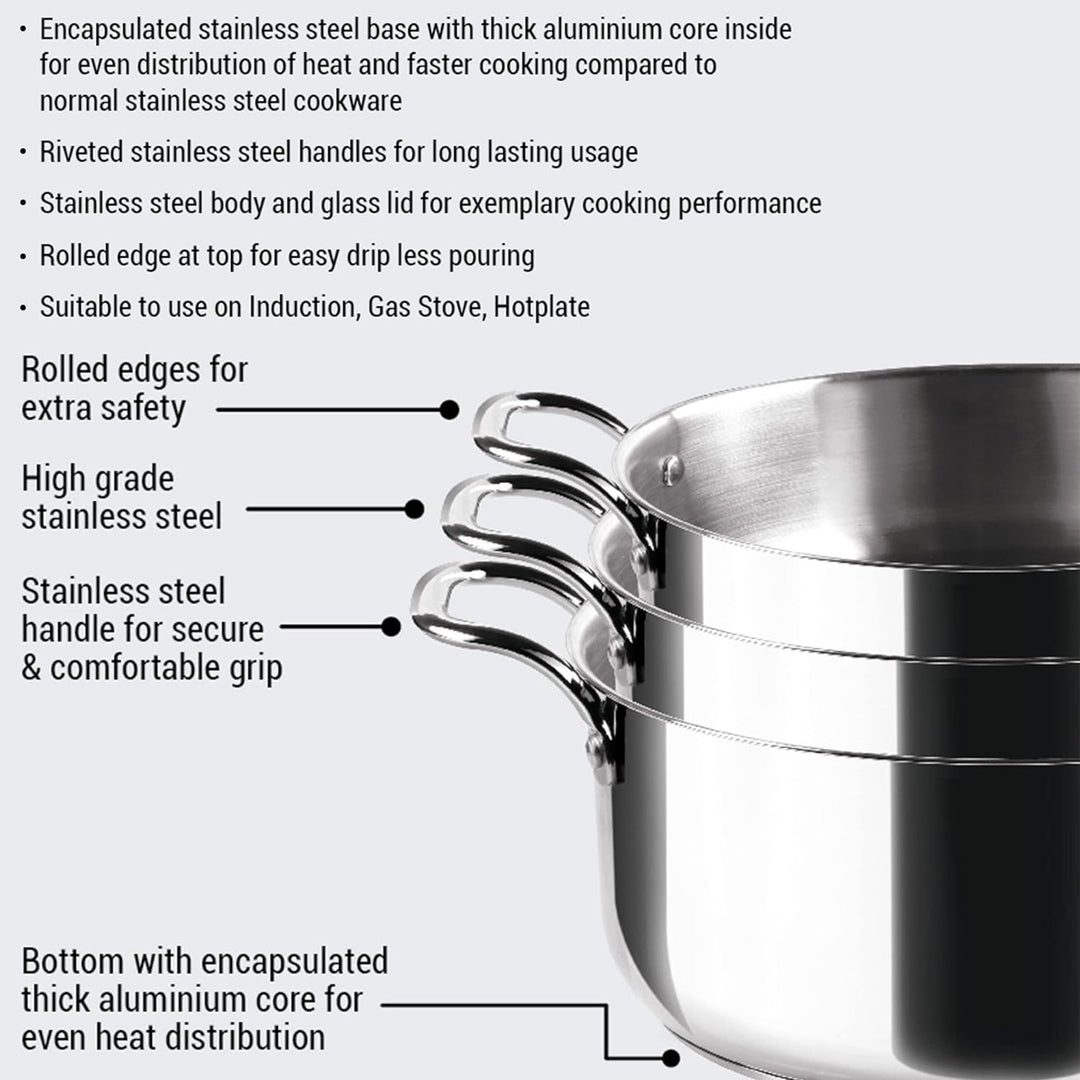 Tri Ply Stainless Steel Casserole With Lid Sandwich Bottom