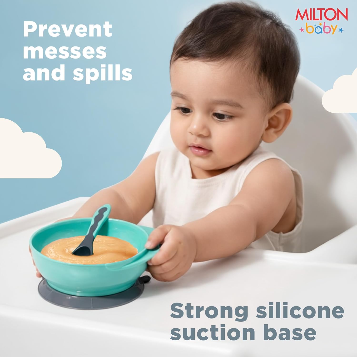 Suction Bowl With Lid Spoon For Baby (Milton)