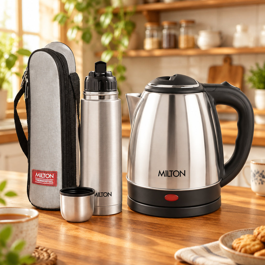 Go Electro Kettle 2 L + Flip Lid Bottle 1 L Combo (Milton)