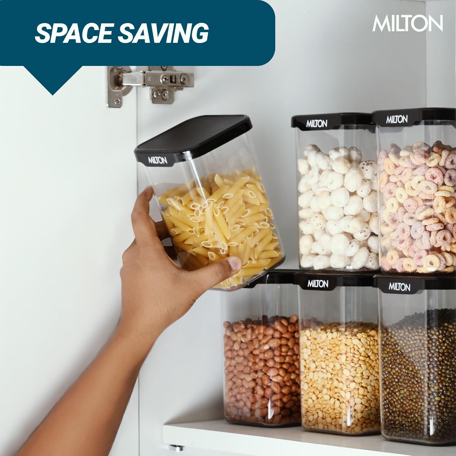 Square Containers for Kitchen Storage - Set of 6 (Milton)
