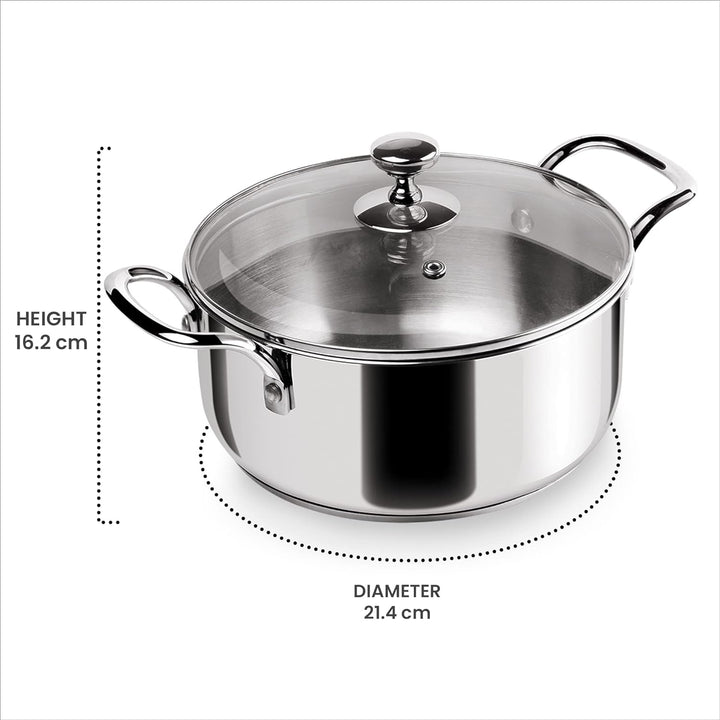 Tri Ply Stainless Steel Casserole With Lid Sandwich Bottom (Milton Procook)