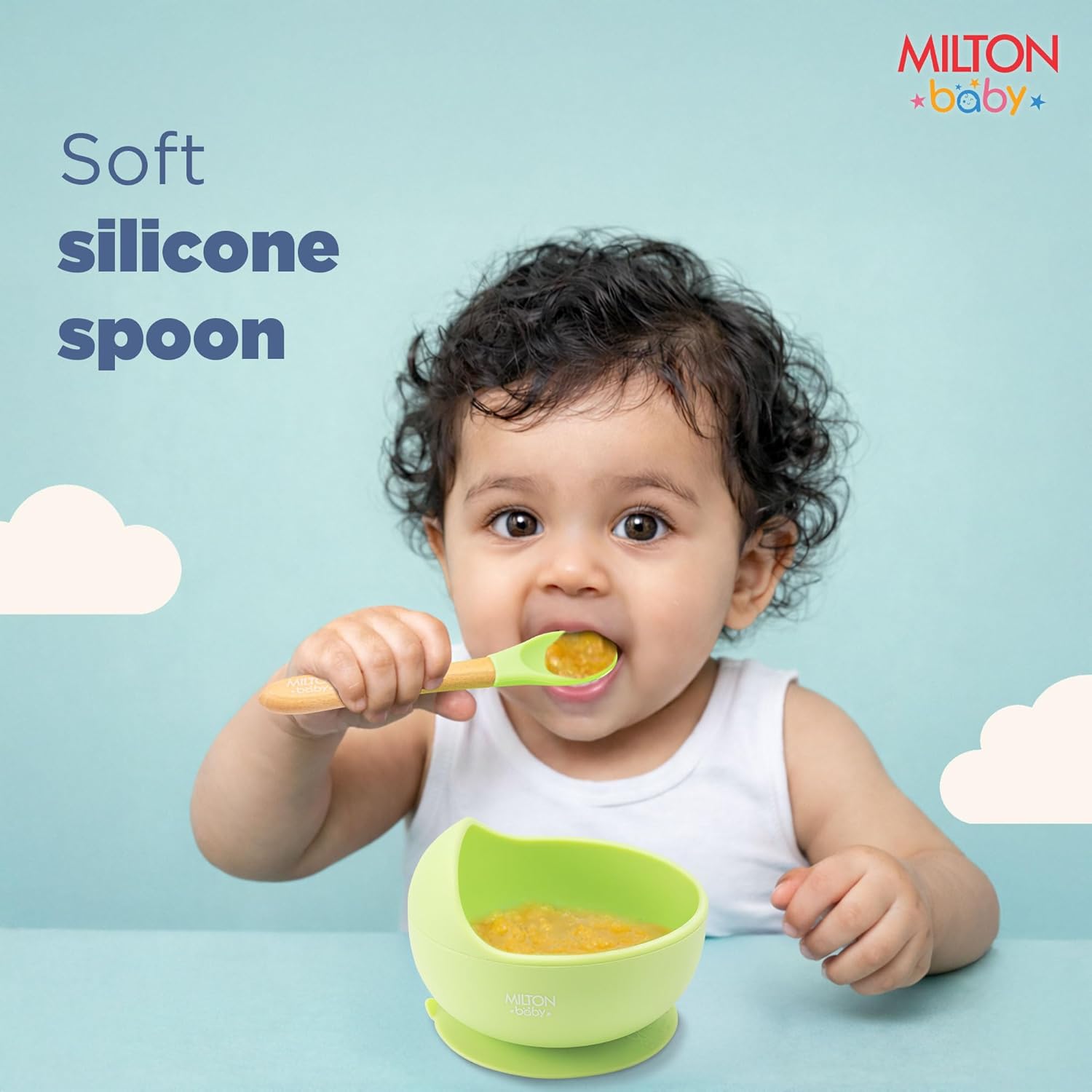 Silicone Suction Bowl With Spoon For Baby (Milton)