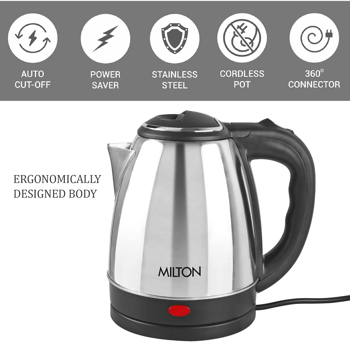 Go Electro Kettle 2 L + Flip Lid Bottle 1 L Combo (Milton)