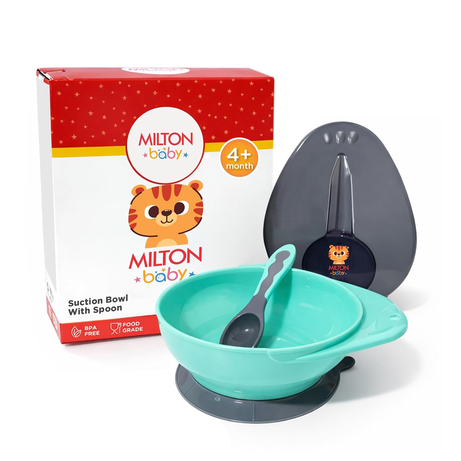 Suction Bowl With Lid Spoon For Baby (Milton)