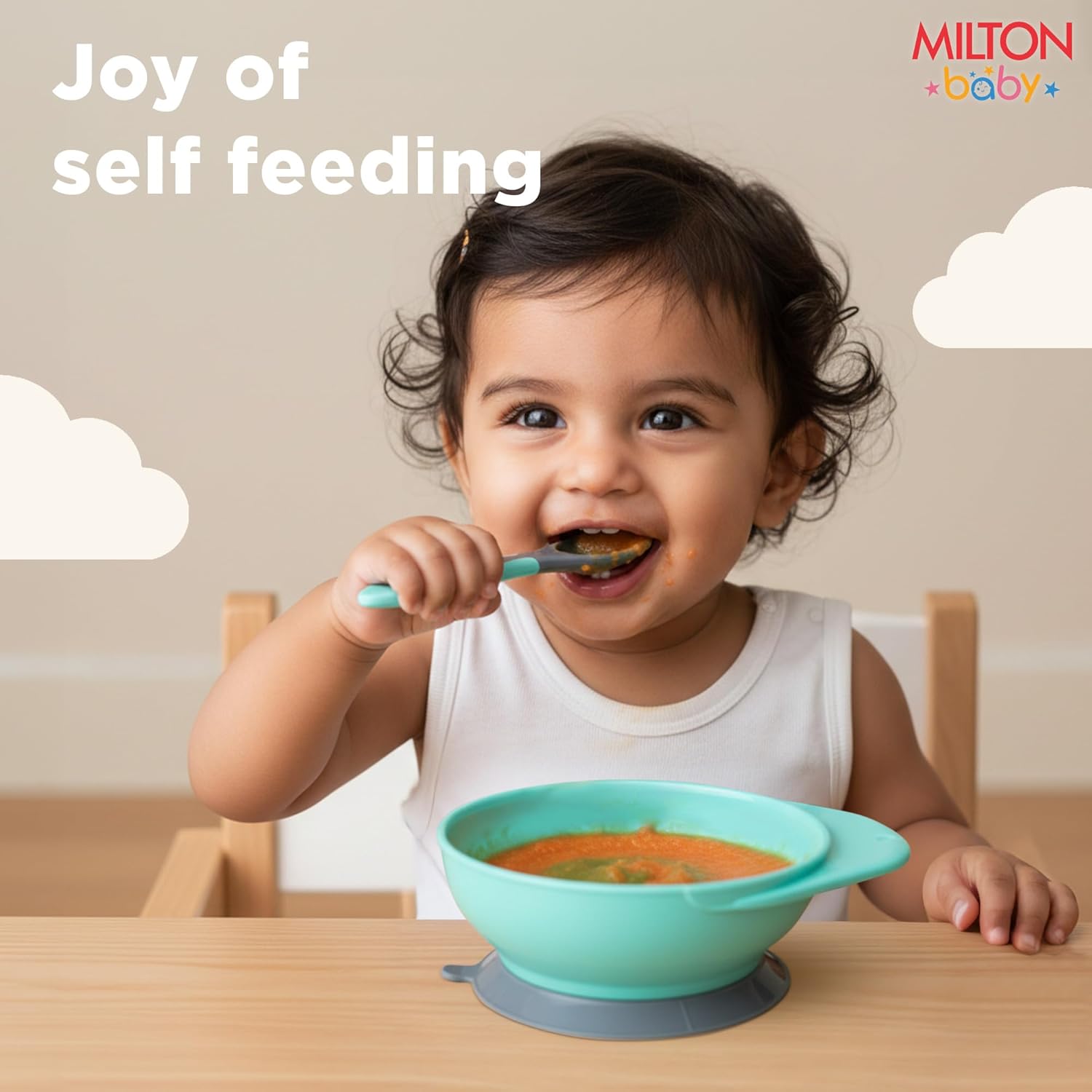 Suction Bowl With Lid Spoon For Baby (Milton)