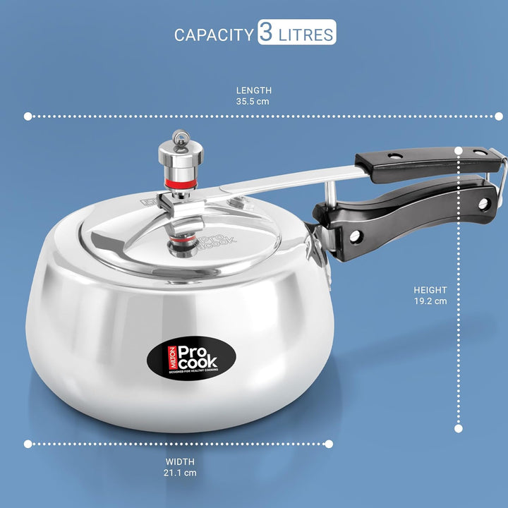 Wide Base Pressure Cooker Inner Lid Aluminium Non Induction Size