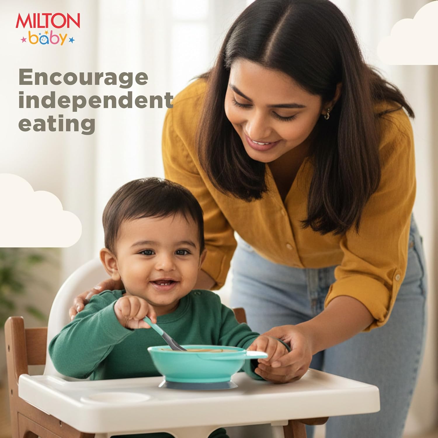 Suction Bowl With Lid Spoon For Baby (Milton)