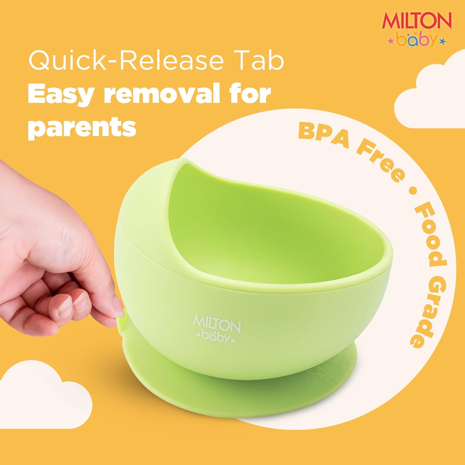 Silicone Suction Bowl With Spoon For Baby (Milton)