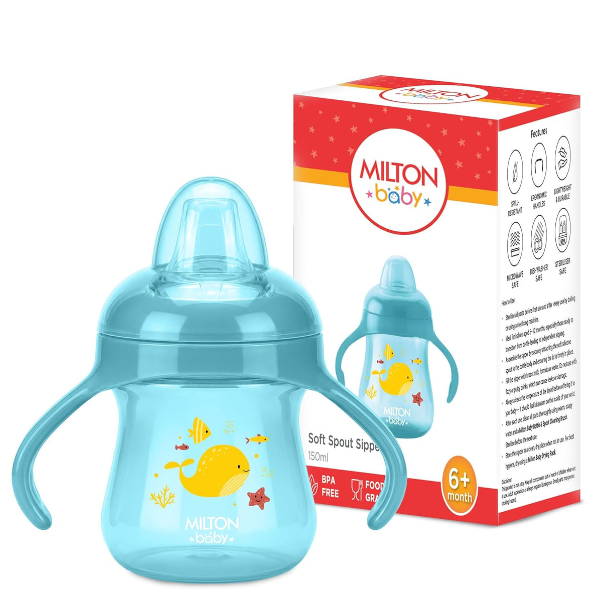 Training Soft Spout Sippy Cup for Baby (Milton) - 150 ml / Blue