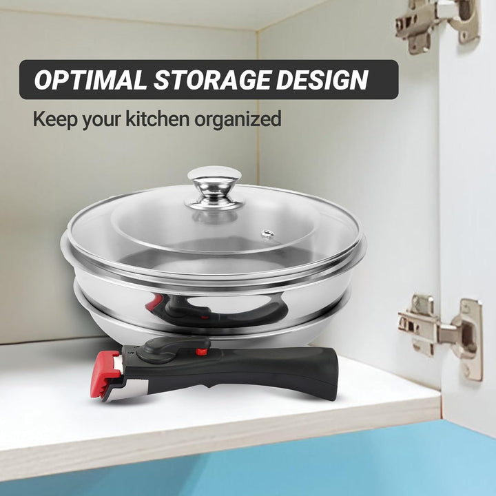 Triply Stainless Steel Cookware Set with Detachable Handle