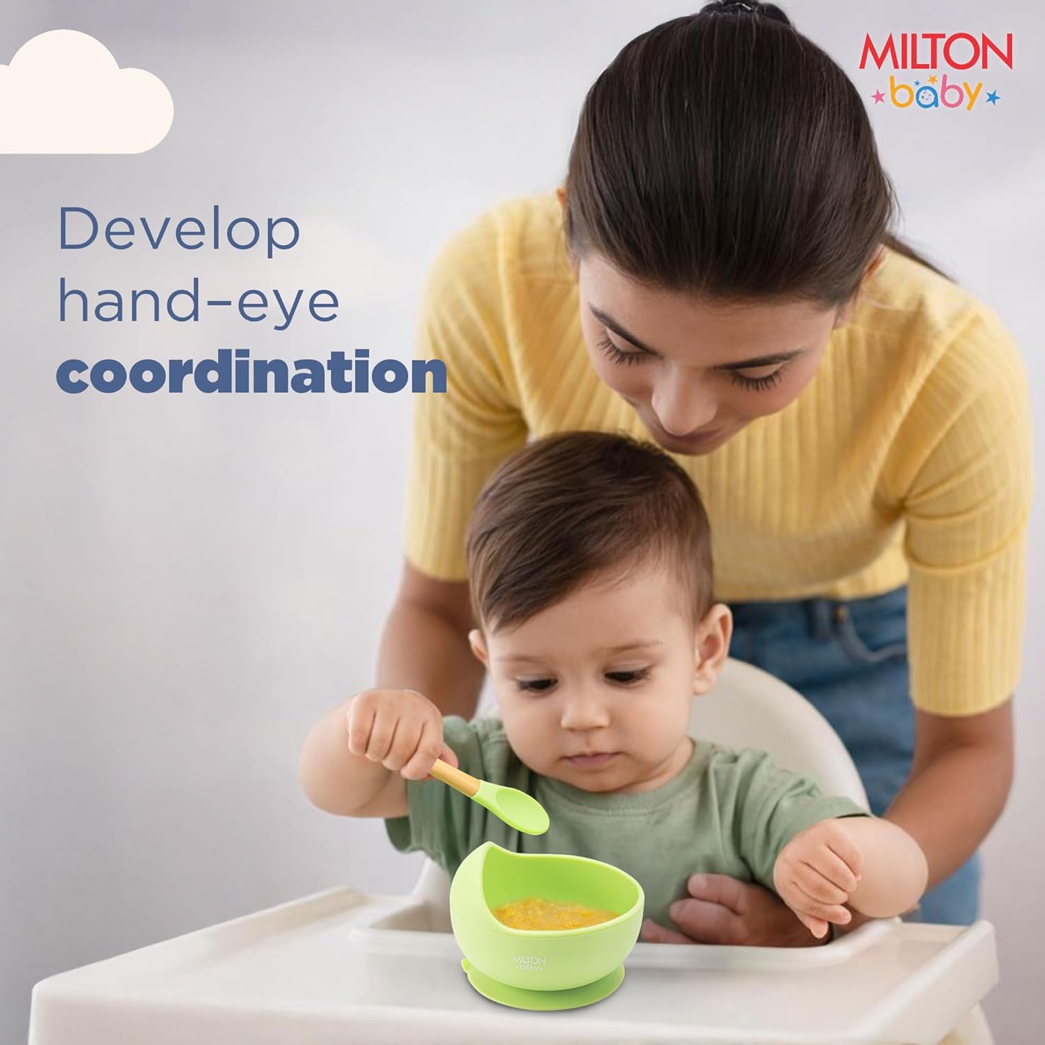 Silicone Suction Bowl With Spoon For Baby (Milton)