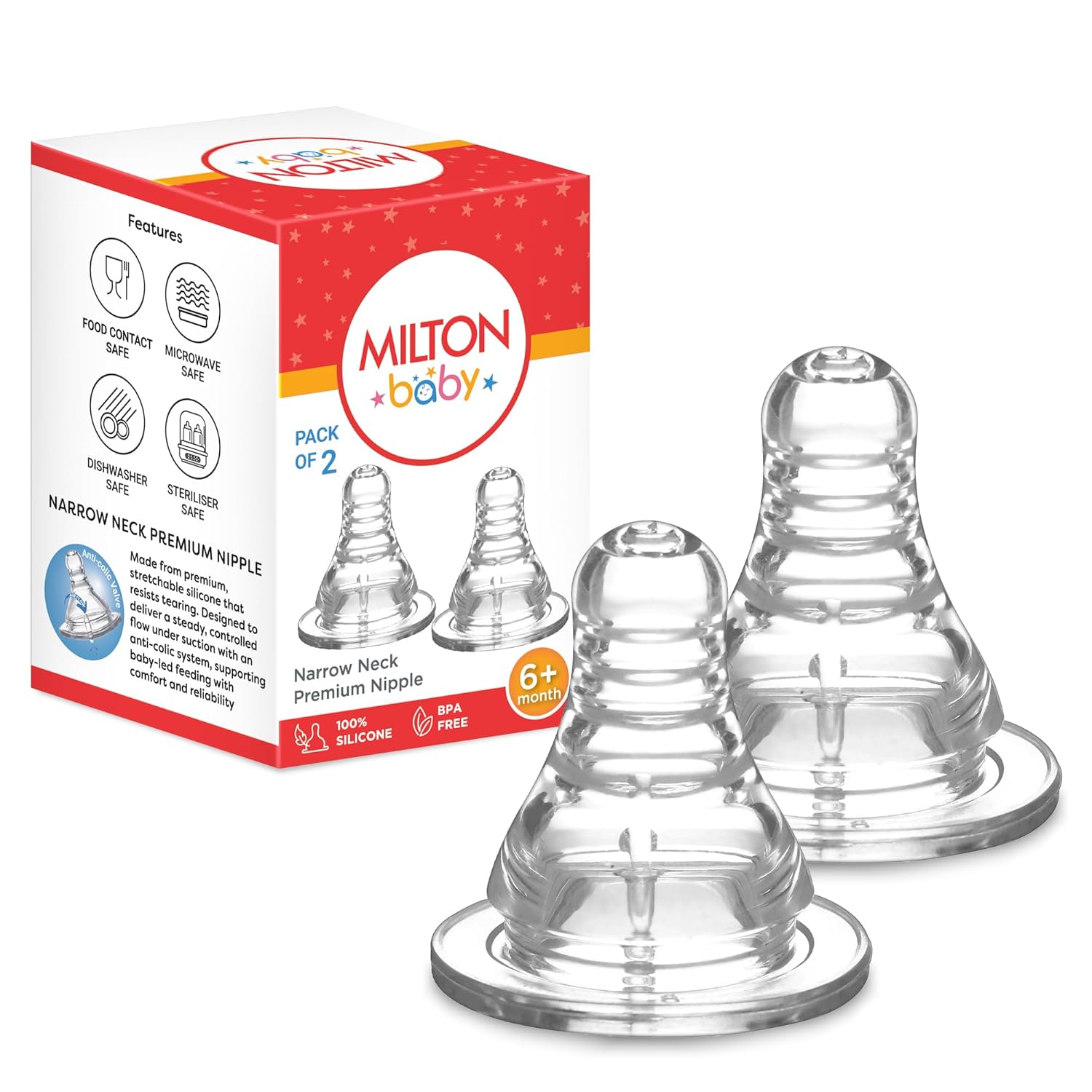 Premium Narrow Neck Nipple for Baby
