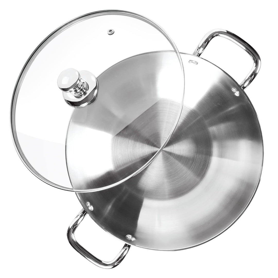 Stainless Steel Sandwich Bottom Kadhai with Glass Lid