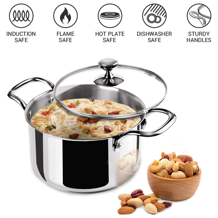 Tri Ply Stainless Steel Casserole With Lid Sandwich Bottom (Milton Procook)