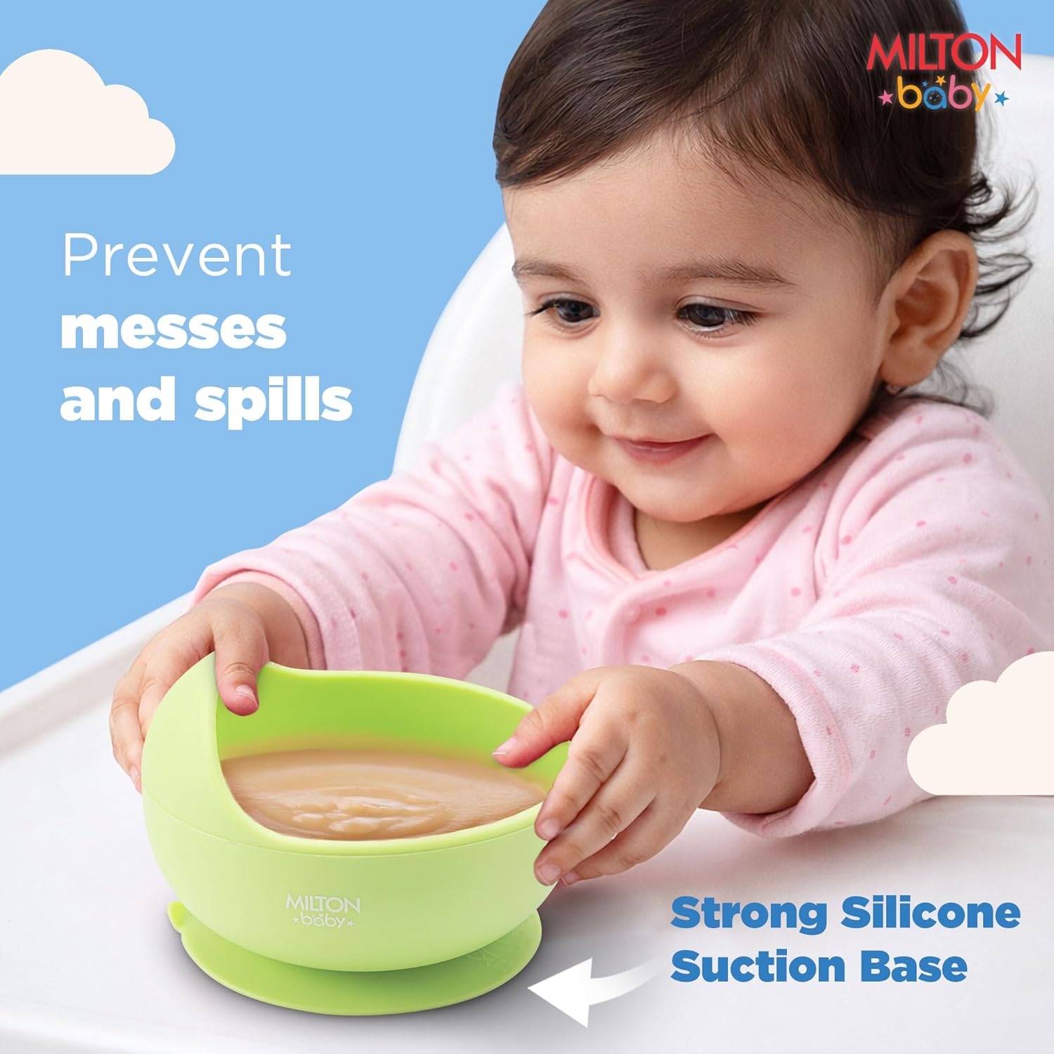 Silicone Suction Bowl With Spoon For Baby (Milton)