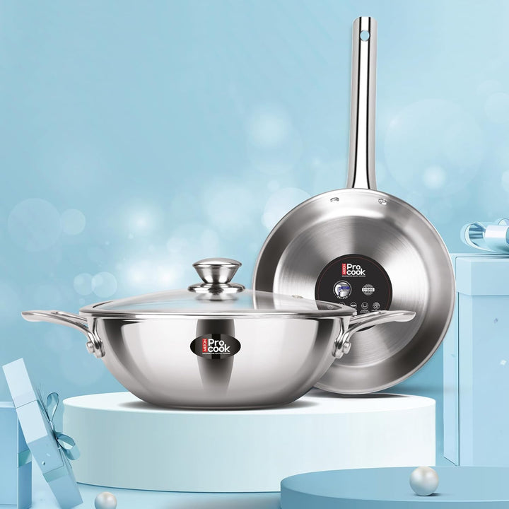 Triply Stainless Steel 3 Pcs Induction Cookware Set (Milton Procook)