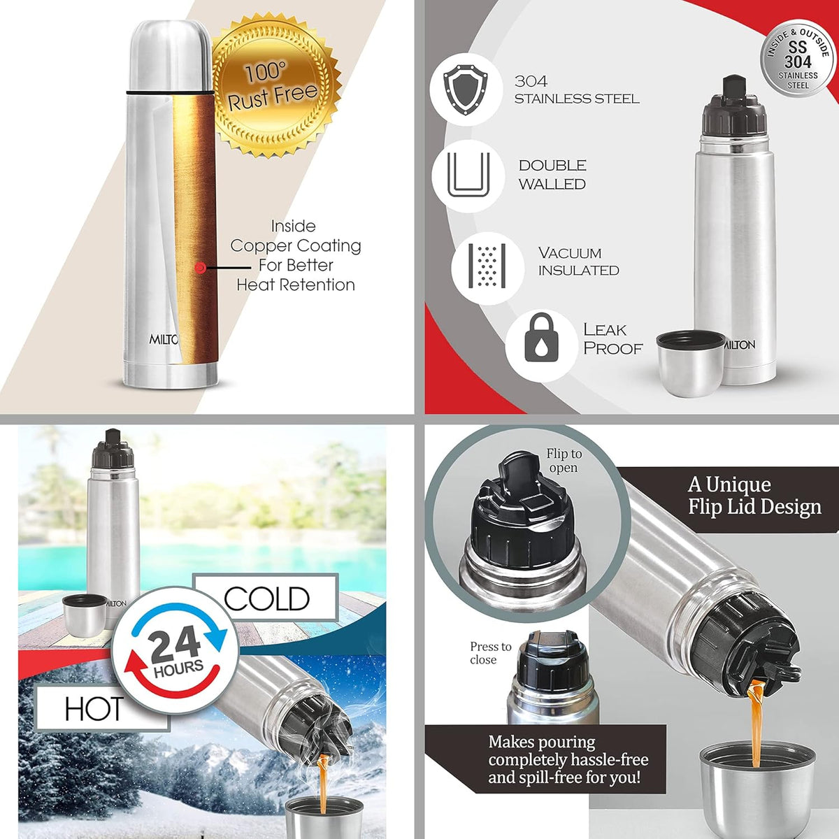 Go Electro Kettle 1.5 L + Flip Lid Bottle 750 ML Combo (Milton)