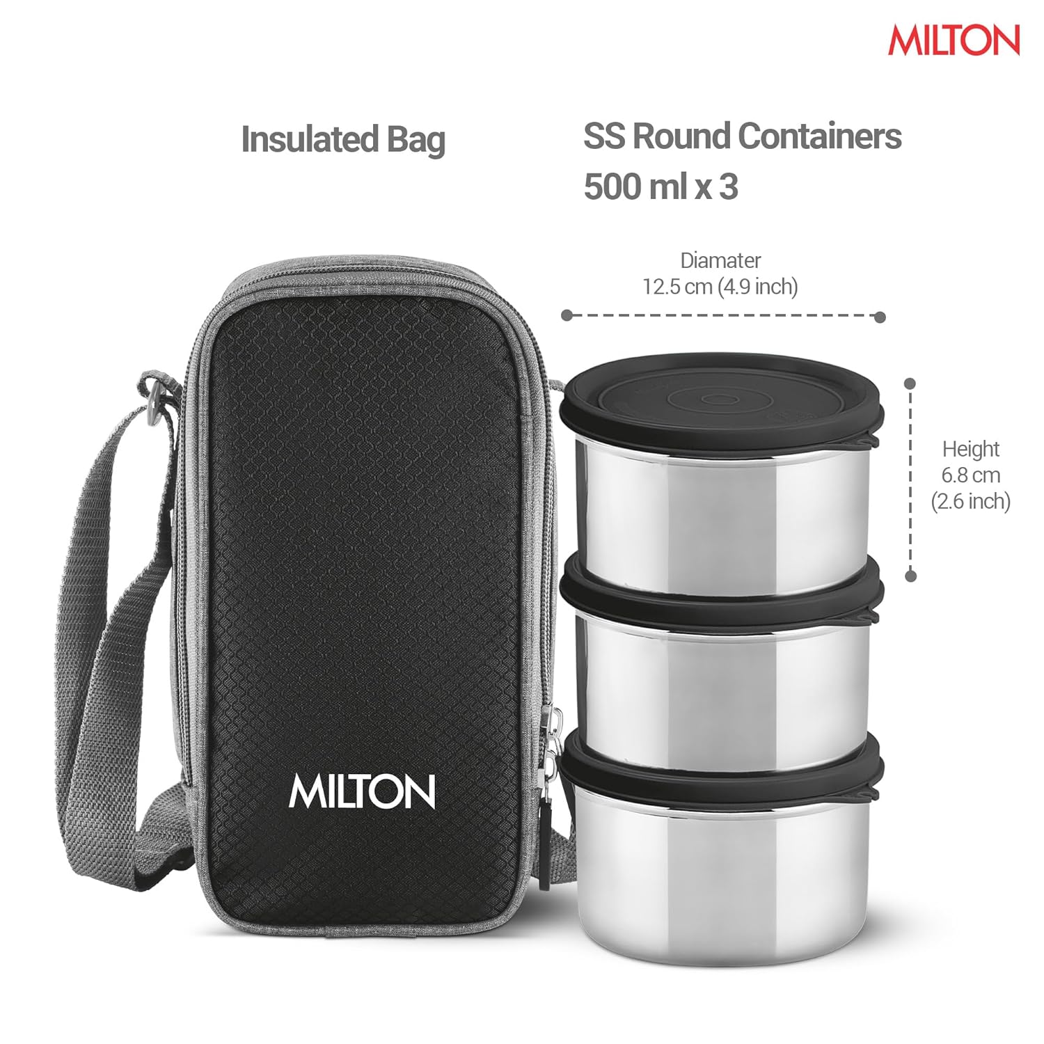 Stack Pack 3 Vertical Insulated Tiffin And Jacket (Milton)