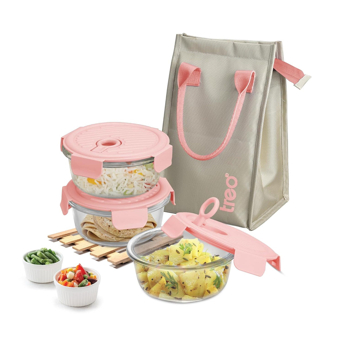 Lumino Fresh Tiffin (Treo Milton) - Peach / Round 3 Pcs