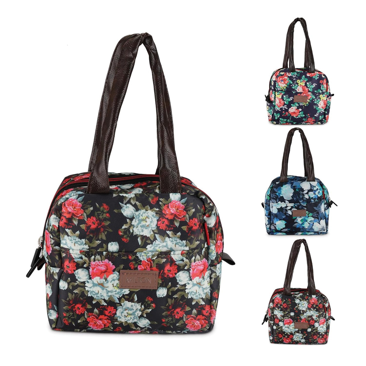 Floral Lunch Bag (Milton) - Navy Blue