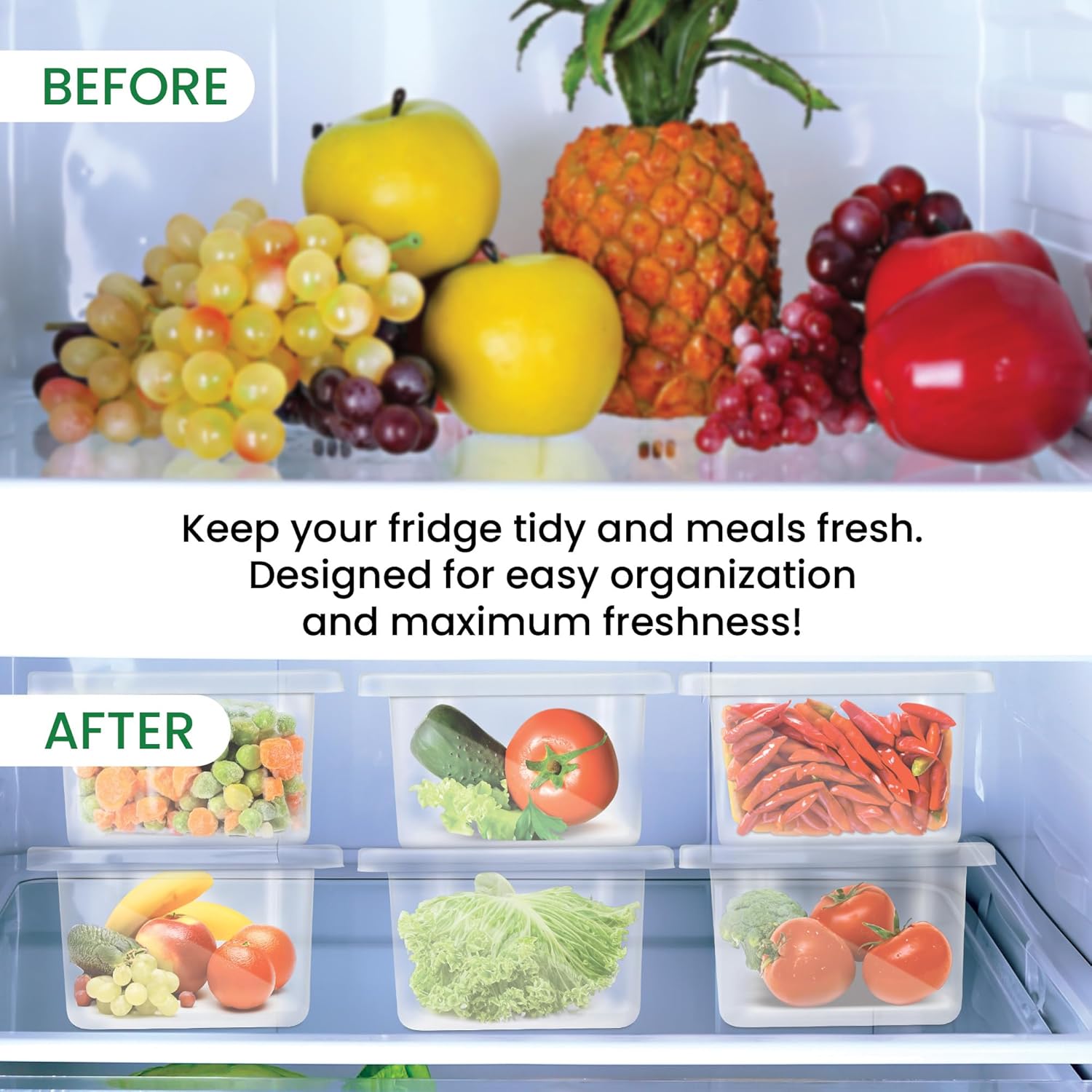 Cryo Fridge Storage Boxes Set of 6 Fridge Organizer Container (Milton)