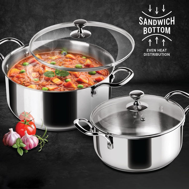 Tri Ply Stainless Steel Casserole With Lid Sandwich Bottom (Milton Procook)
