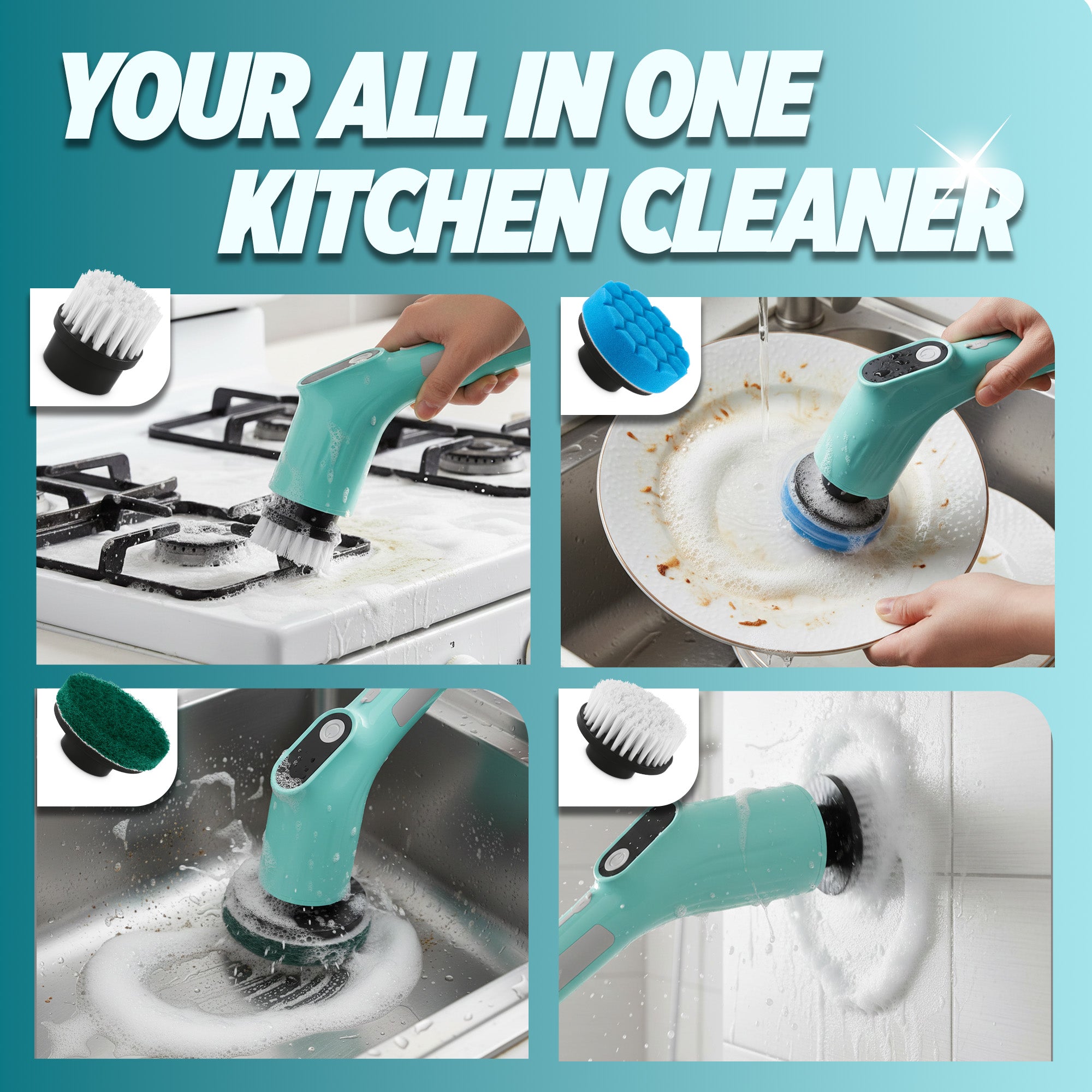 8-In-1 Electric Cleaning Brush Scrubber (Spotzero by Milton)