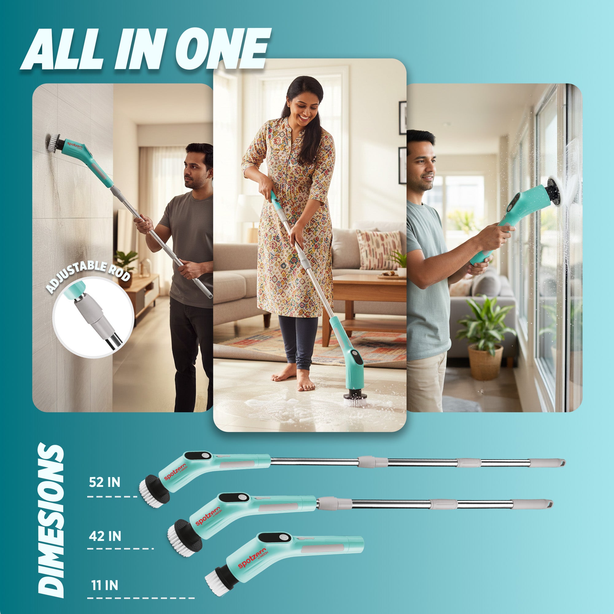 8-In-1 Electric Cleaning Brush Scrubber (Spotzero by Milton)