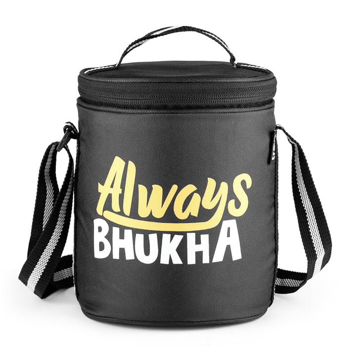 "Always Bhukha" - Glass Tiffin with Printed Jacket