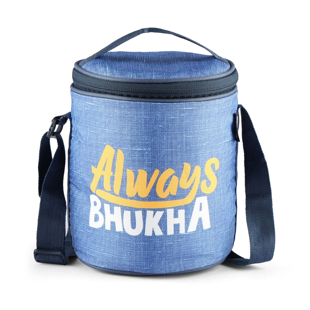 "Always Bhukha" - Glass Tiffin with Printed Jacket