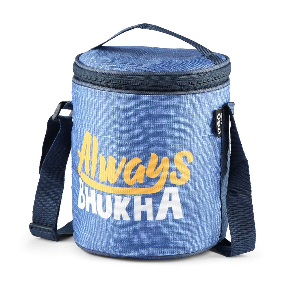 "Always Bhukha" - Glass Tiffin with Printed Jacket (Milton)
